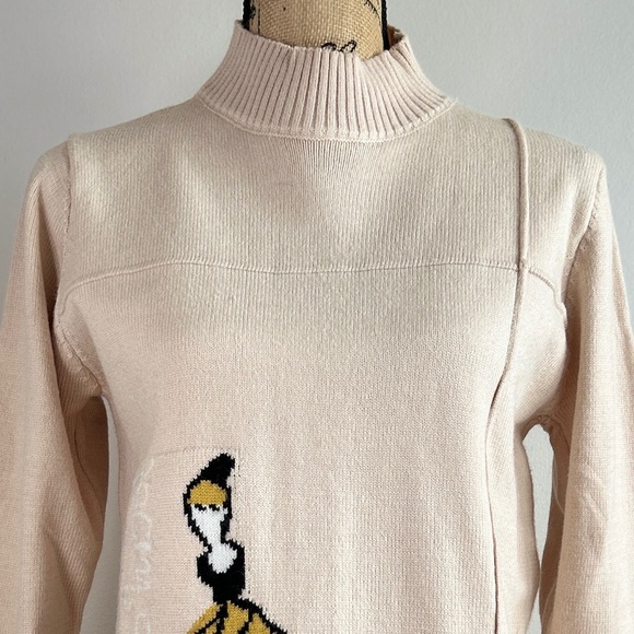 Adorable Cream Sweater with Artistic Design - Picture 6 of 13